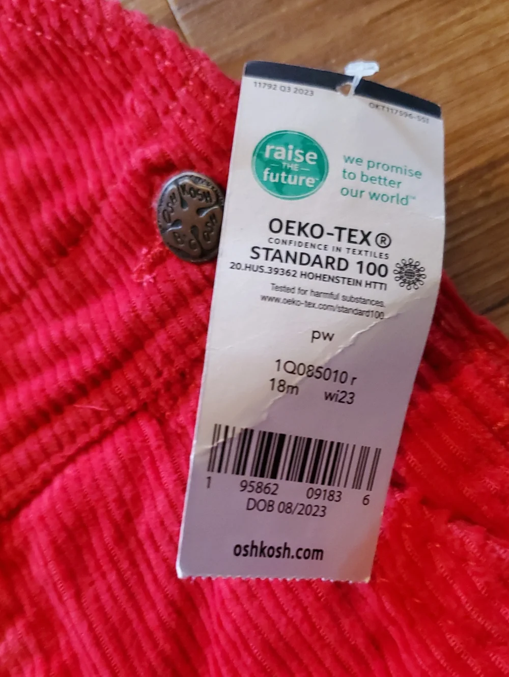 OshKosh B'gosh Bright Red Corduroy Kids Overalls